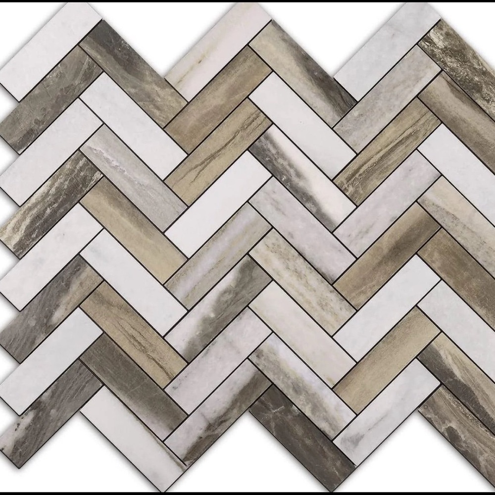 New 10pk Grain/Marble Herringbone P&S Backsplash Tiles